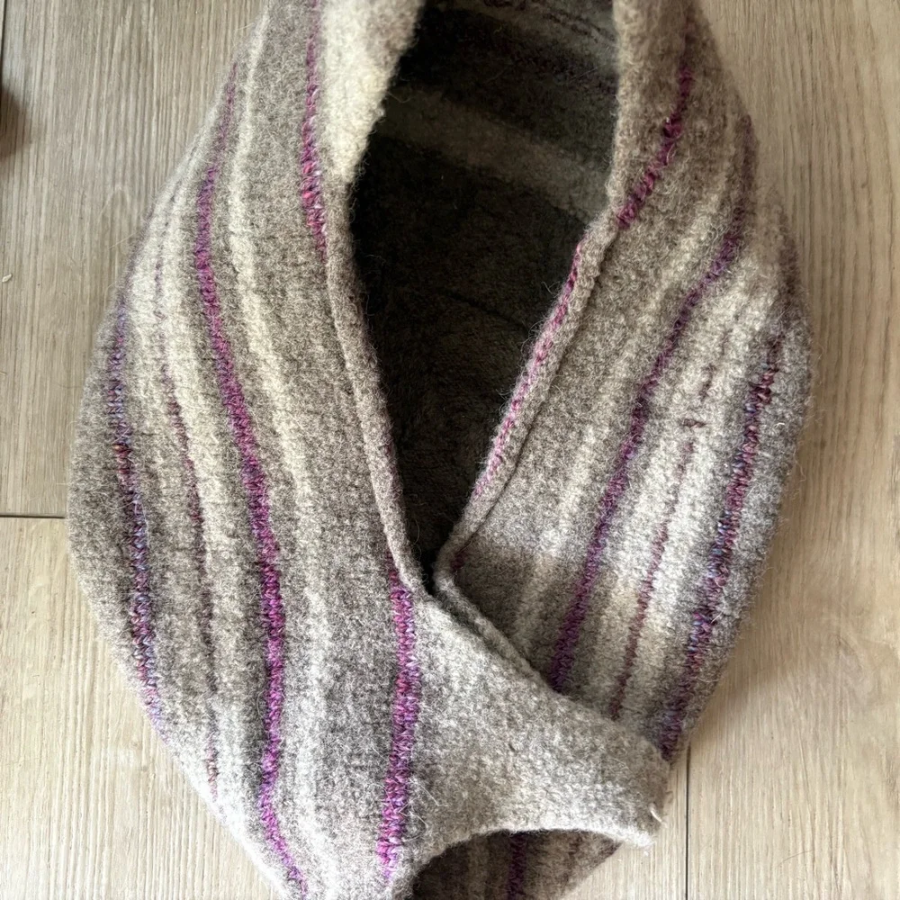 Felted Wool Market Bag Handmade Striped Tote‎ Slouchy Artisan Boho